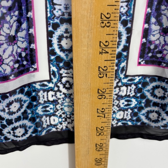 Express Womens Small Open Front Short Kimono Topper Pink Blue Geometric Floral - Picture 7 of 7